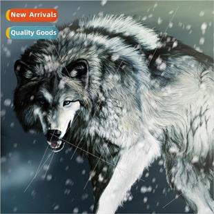 DIY snow diamond painting handma round new full Diamond wolf