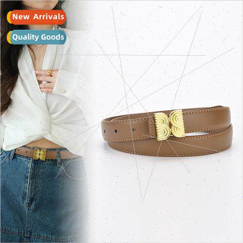 Belt ladies leather hundred jeans belt black fashion Korean