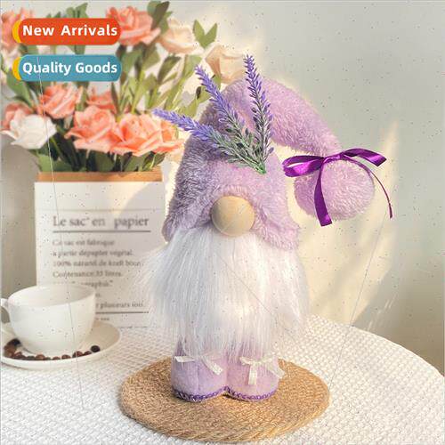 Mother Day Faceless Doll Standing Pose Figurine Purple Fabri