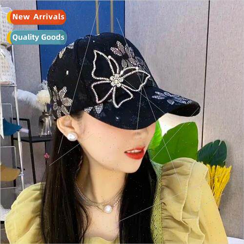 Korean rhinestone butterfly baseball cap female fashion wild