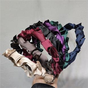 sweet ret bands ins edge fine card bow satin hair Korea