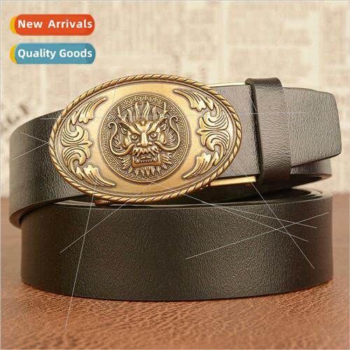 Men cowhide leather belt personalized dragon head automatic