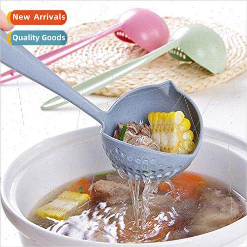 Household soup ladle funnel spoon 2 in 1 wheat straw spoon l