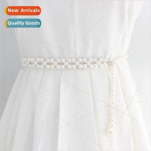 Hook pearl belt ladies dress hanfu accessories thin waist ch