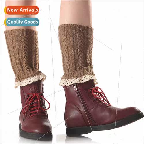 Women new fall winter knted wool short socks lace lace multi