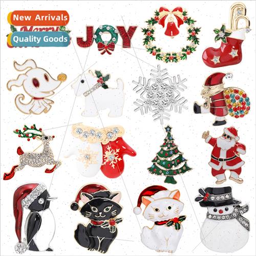 New fashion Christmas brooch Christmas e old man elk wreath