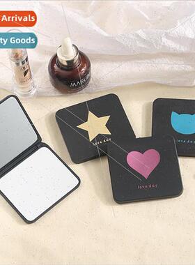 Handheld mirror portable make-up mirror students folding dou