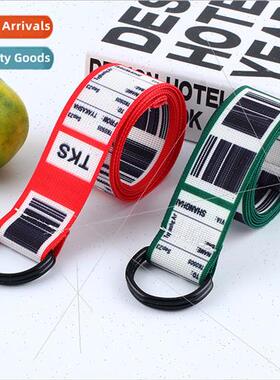 Canvas belt female bf wind decorative double ring buckle bra