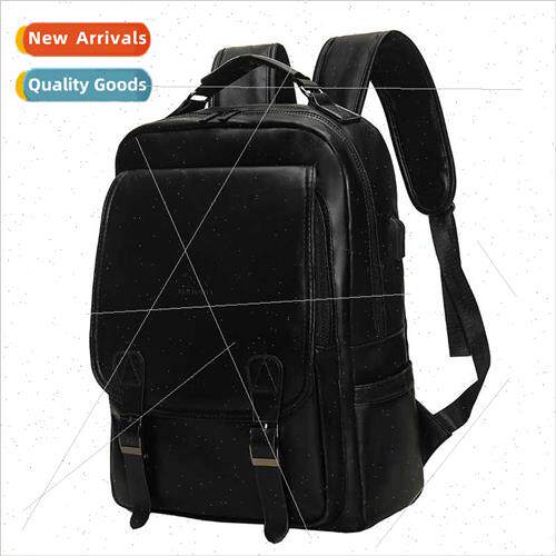 Shoulder bag pu leather black leisure solid colour backpack