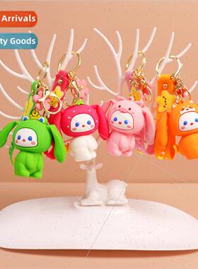 Creative gluttony inflatable rabbit silicone keychain fun de