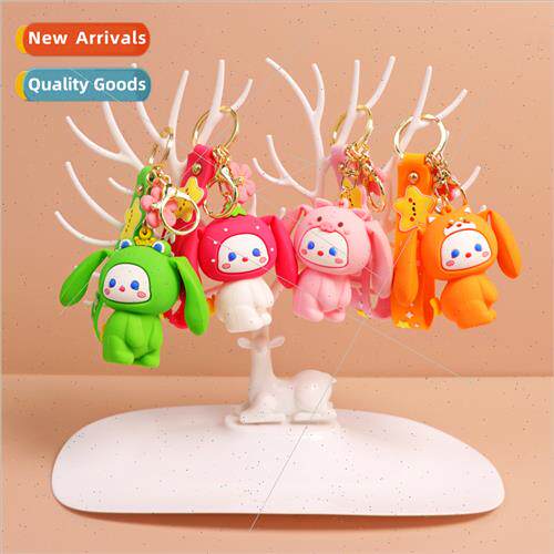 Creative gluttony inflatable rabbit silicone keychain fun de