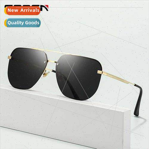 new sunglasses fashion men rimless sunglasses metal double b