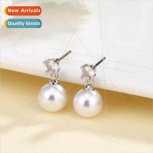 Koreasimple wild pearl earrings female 925 silver needle ear