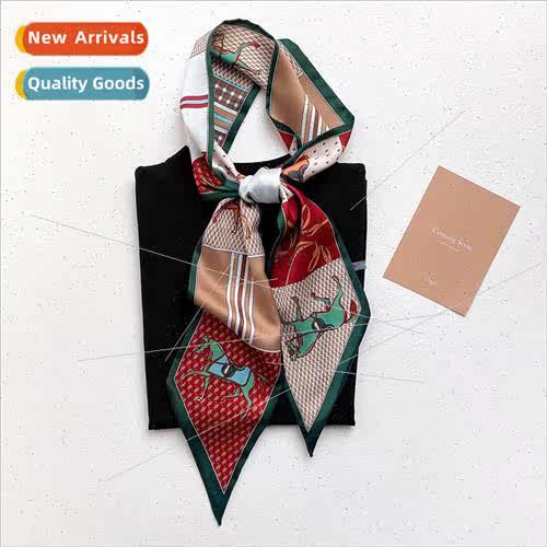 Spring Autumn new retro French pony pattern scarf hair ribbo