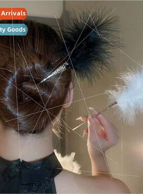 Autumn winter new feather hairpin new Chinese dish hairpin r