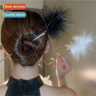 Autumn winter new feather hairpin new Chinese dish hairpin r