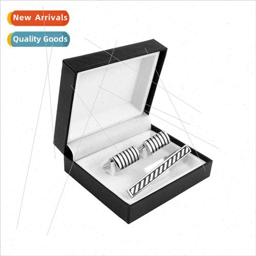 Striped Men Cufflinks Tie Clips Premium Metal Cufflinks cuff