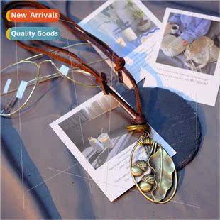 New Fashion Retro Men Jewel Korea Cowhide Necklace