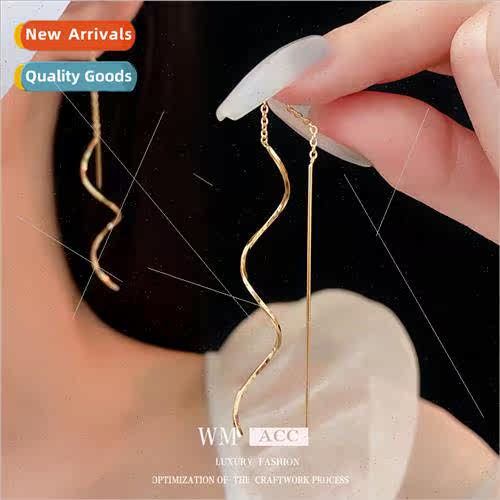Irregular wave chain earrings simple cold wind metal earring