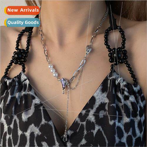 Love splicing pearl necklace female niche ins hip-hop Korea