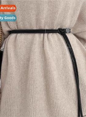 Leather rope 2024 new fall winter fashion wild black coat do