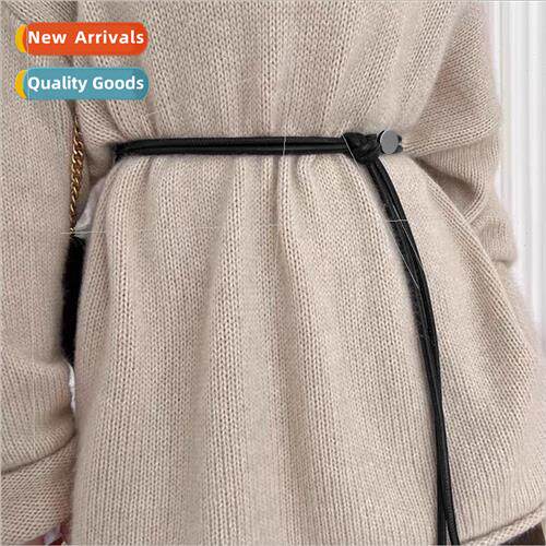 Leather rope 2024 new fall winter fashion wild black coat do