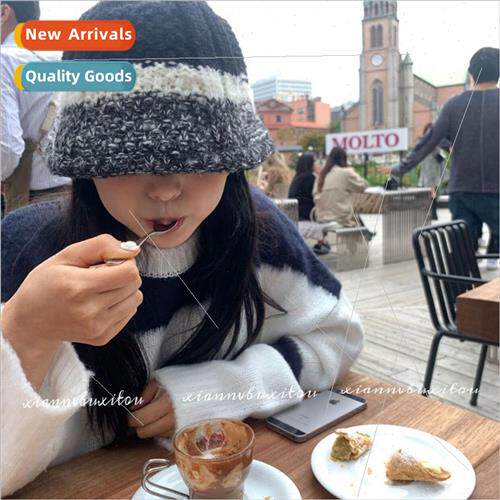 Korea Dongdaemun fall winter warm styling splicing knted woo