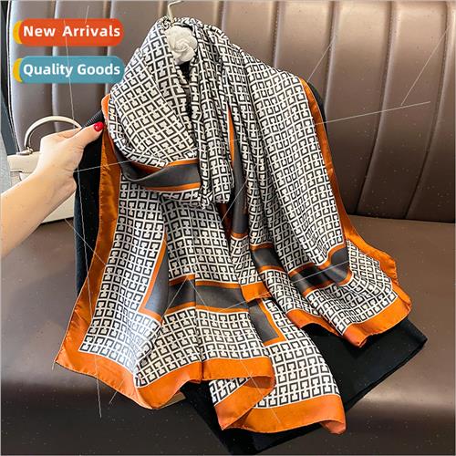 Korean  new spring fall simulation silk scarf female long ov