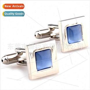 Brown Yellow Eye Square Stone Cat Blue color Cufflinks Multi