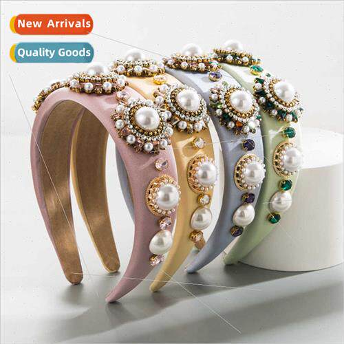 Hair bands Europe new fashion solid color fabric pearl rhine