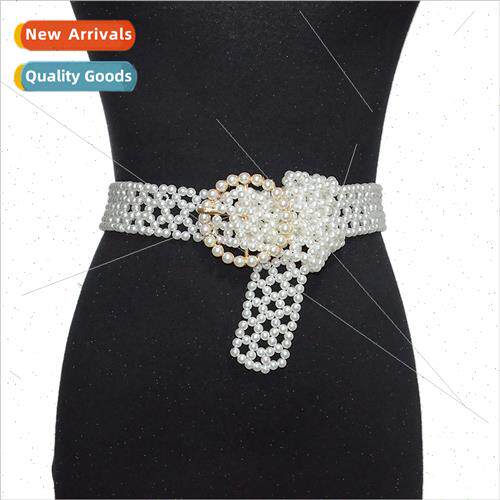 Women extra wide pearl waist chain Women sweet lovely seven