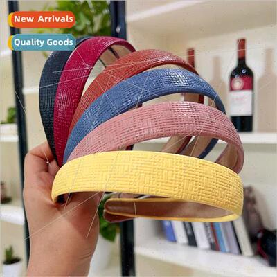Braided hair bands female PU leather simple Korean solid col