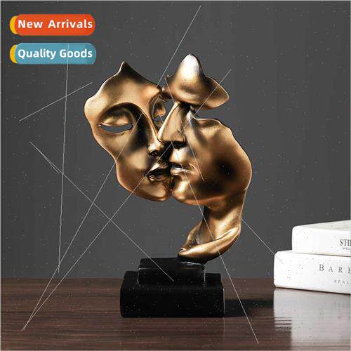 Creative silence is golden couple kissing face mask resin or