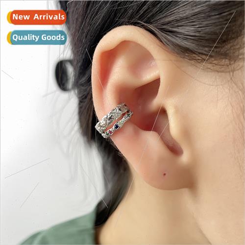 Colorful zirconia Tangcao diamond pattern ear clips antique