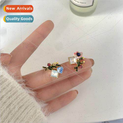 lver needle sweet color glaze inlaid diamond asymmetric flow