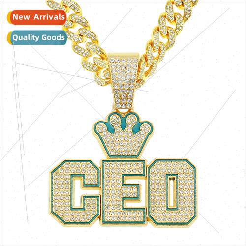 Europe Hip Hop Full Diamond Letter Pendant Necklace Jewelry