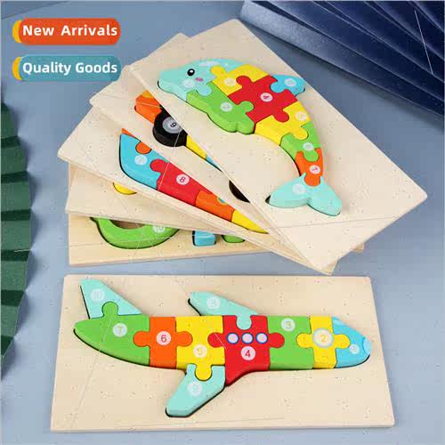 Wooden animal cartoon three-dimensional puzzle toys early ch