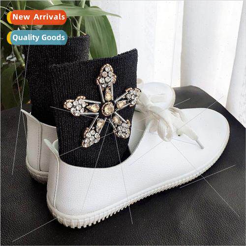 Korea new silver onion striped pentagram rhinestone socks mi