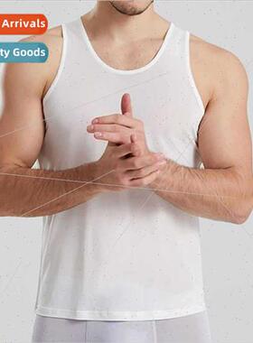 2024 new men mulberry silk undershirt breathable canvas spor