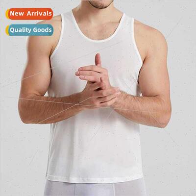 2024 new men mulberry silk undershirt breathable canvas spor