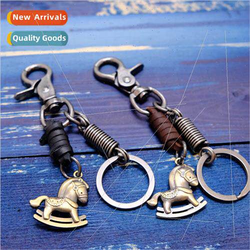 Handmade keychain featured cowhide key ring chain men vintag