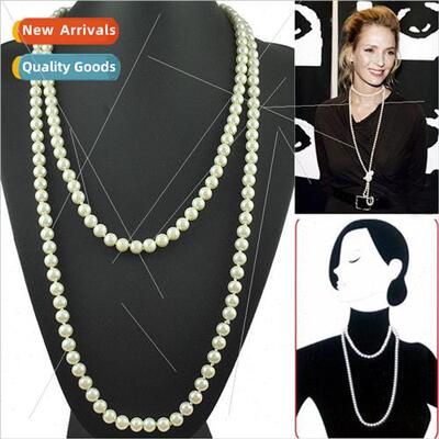 Europe multilayer versatile long knotted pearl necklace fema
