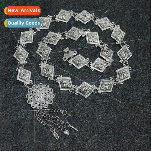Europe ladies new metal coin metal waist chain women retro f