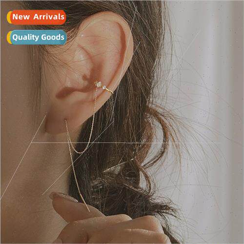 A two wear diamond ear chain round face thin small diamond e
