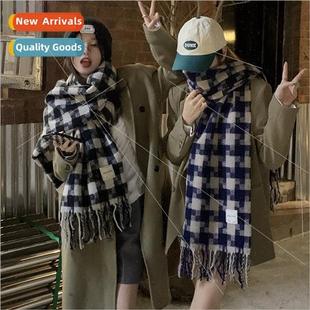 new senior sense Korean female winter plaid win scarf