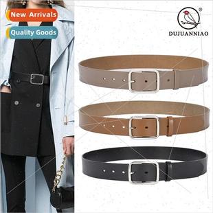 female leather cowhide Casual buckle simple belt pin