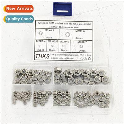 120pcs 304 Stainless hexagon nuts M2 M2.5 M3 M4 M5 M6
