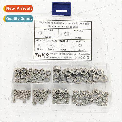 120pcs 304 Stainless hexagon nuts M2 M2.5 M3 M4 M5 M6