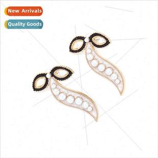 drop inlaid earrings alloy sim pea oil pearl fashion imation