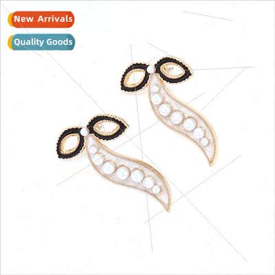 fashion alloy oil drop inlaid imation pearl pea earrings sim